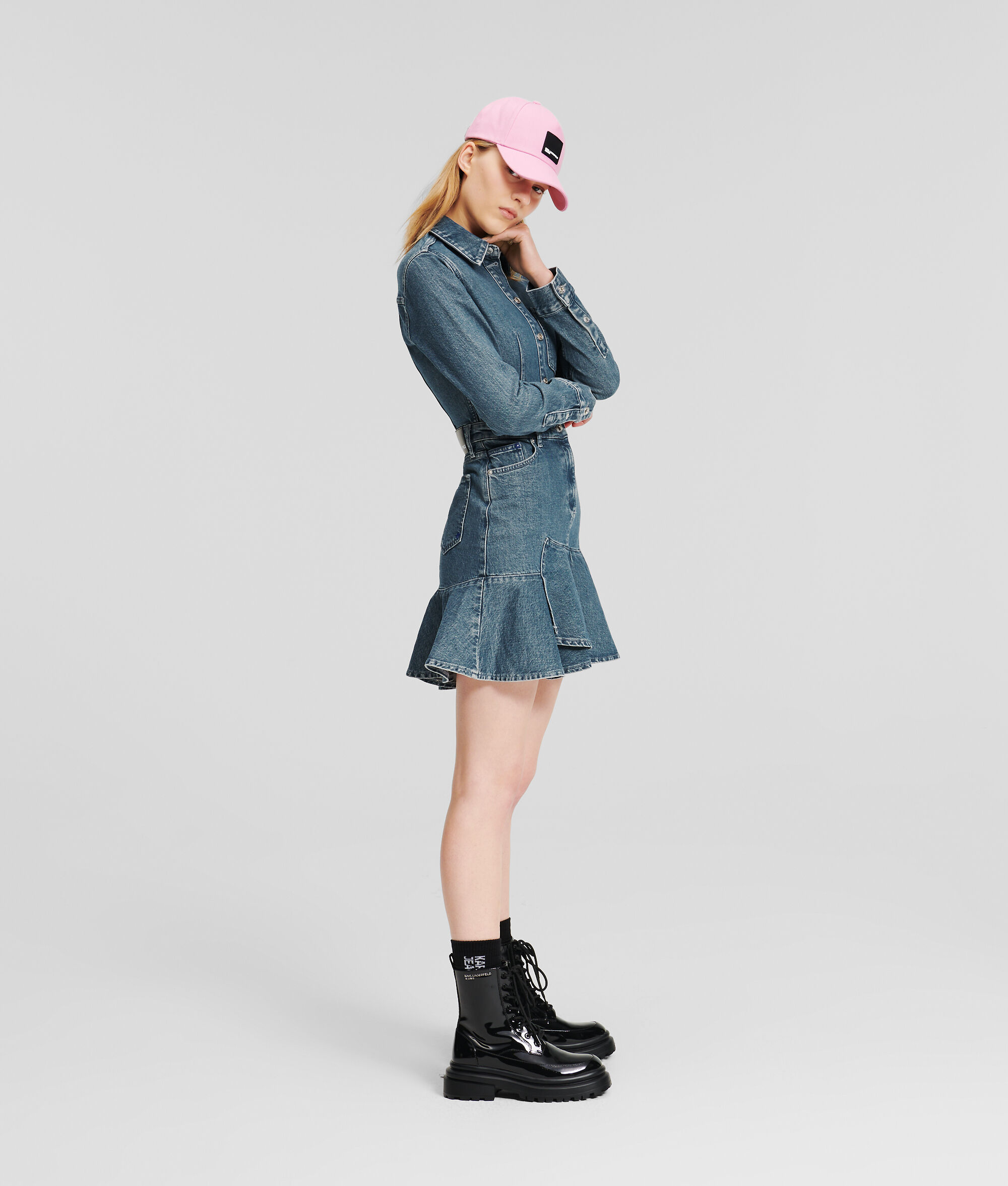 (image for) Unique Selling Point KLJ Ruffled Hem Denim Dress